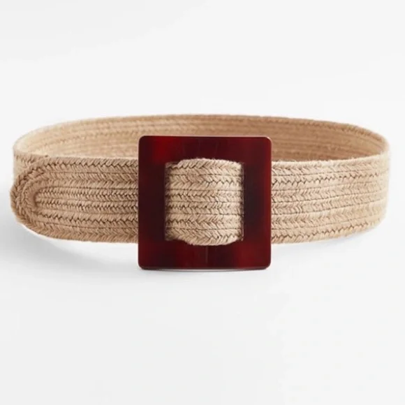 ZARA Tan Jute Weave Belt US 30 - Picture 2 of 7